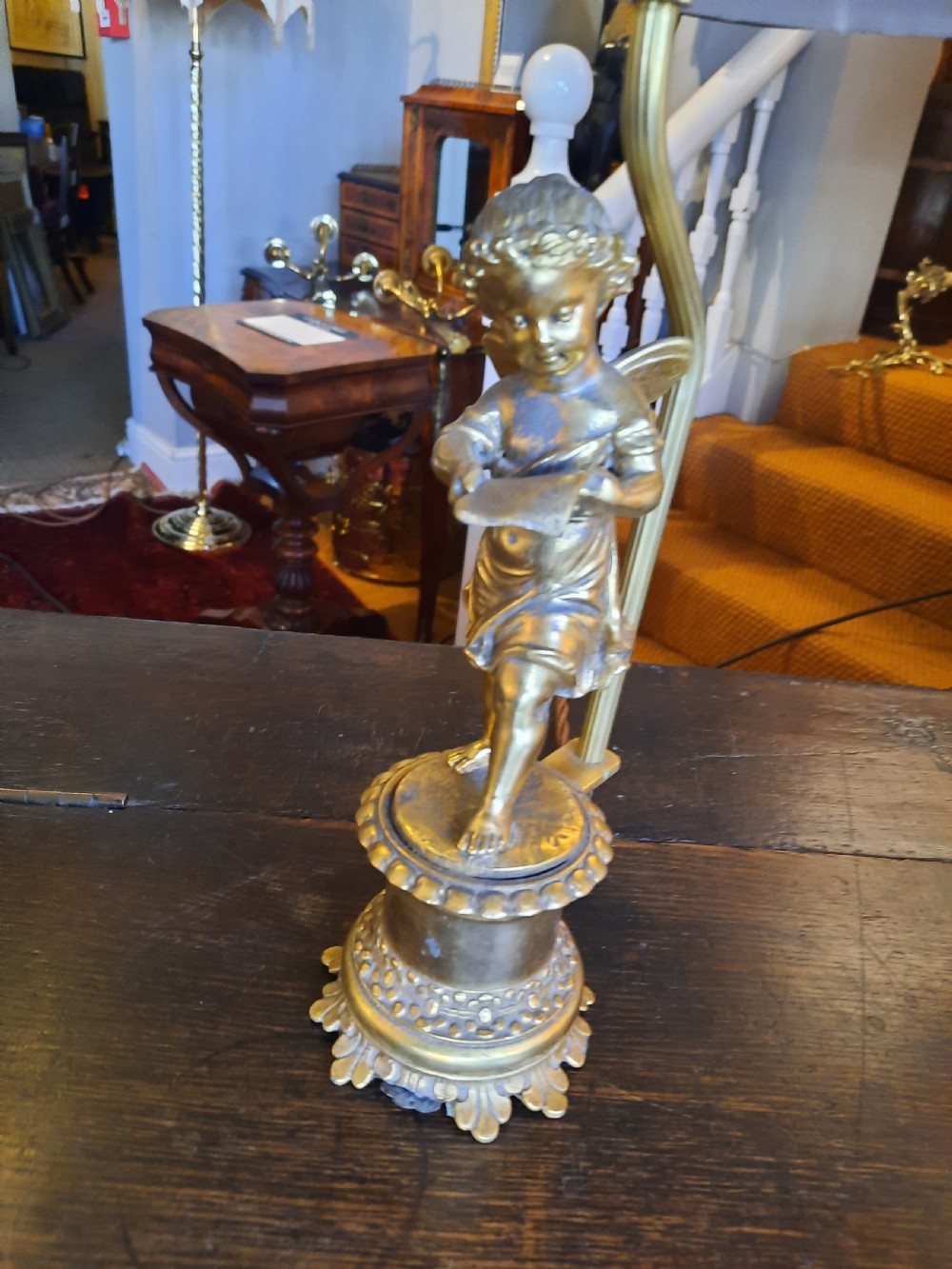 Pair of  Early 20thC Gilt Bronze Table Lamps View II