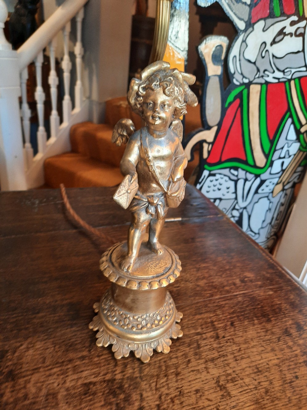 Pair of  Early 20thC Gilt Bronze Table Lamps View III