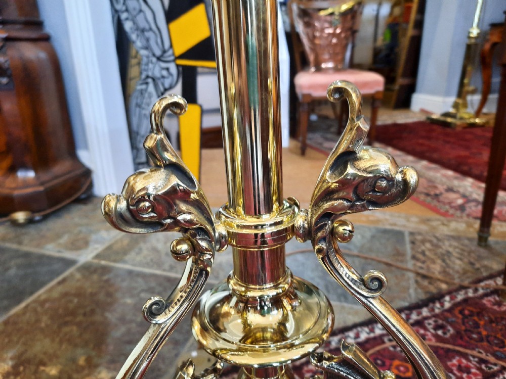 Victorian Brass Extending Standard Oil Lamp View II