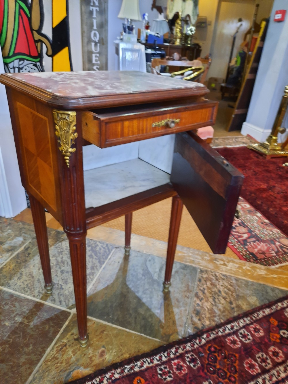 Late 19thC French Kingwood & Mahogany Bedside Cabinet View V