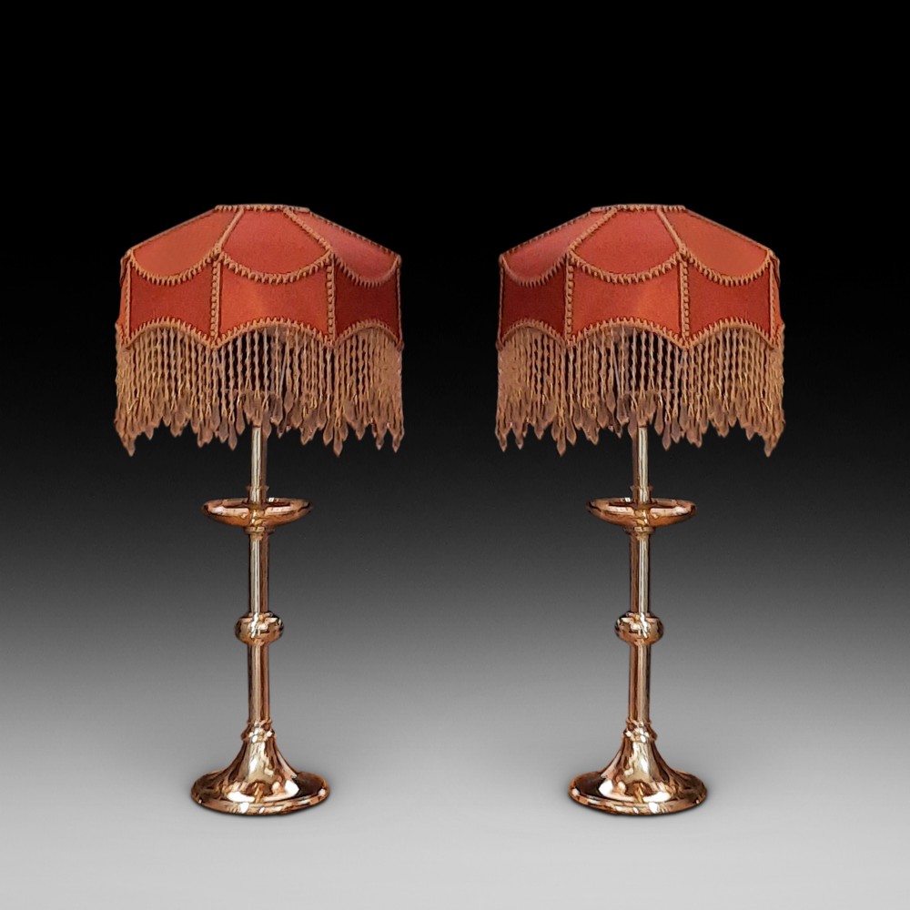 Pair of Victorian Brass Alter Candlesticks