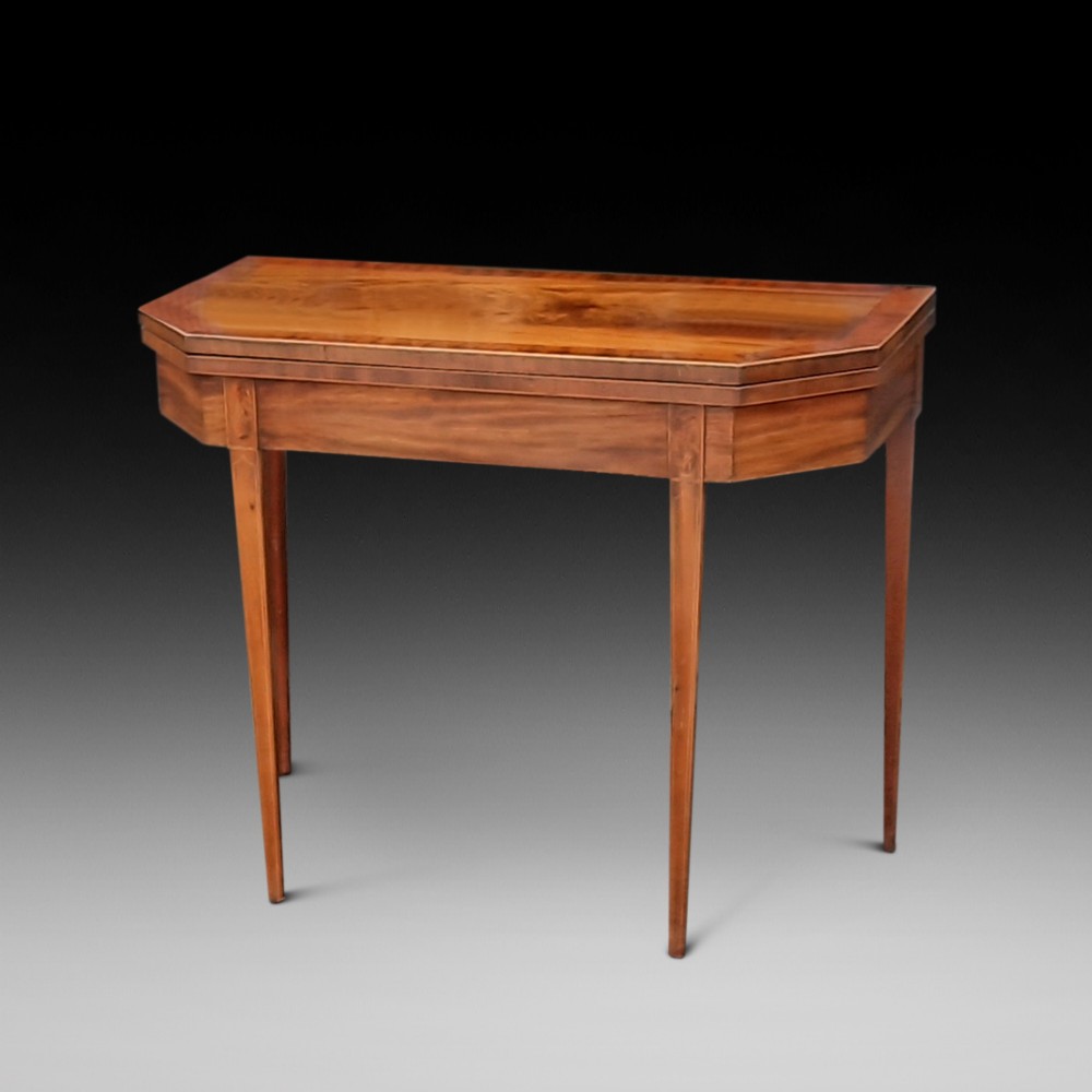 Early 19thC Flame Mahogany Fold Over Card Table