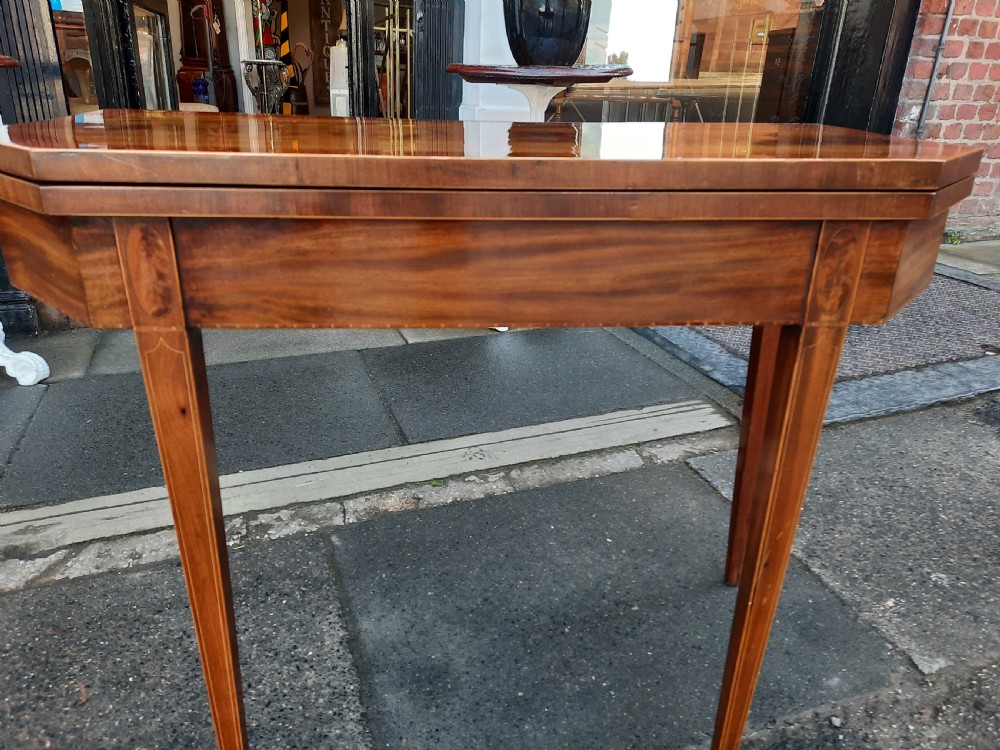 Early 19thC Flame Mahogany Fold Over Card Table View IV