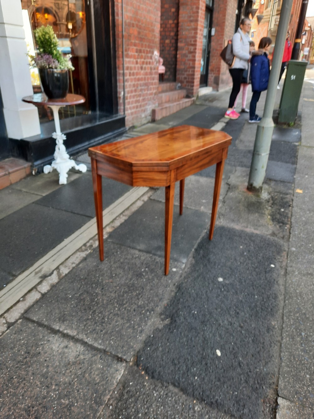 Early 19thC Flame Mahogany Fold Over Card Table View V