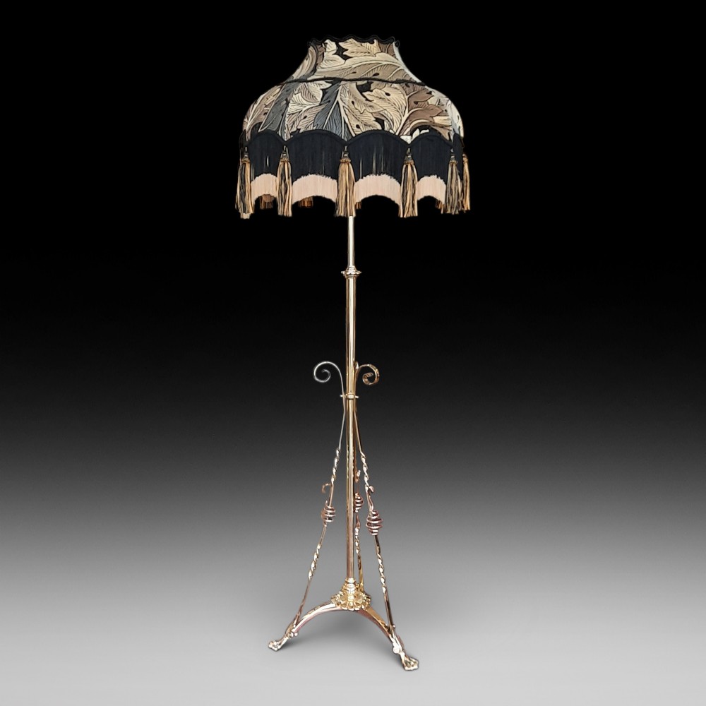 Arts and Crafts Brass Extending Standard Lamp