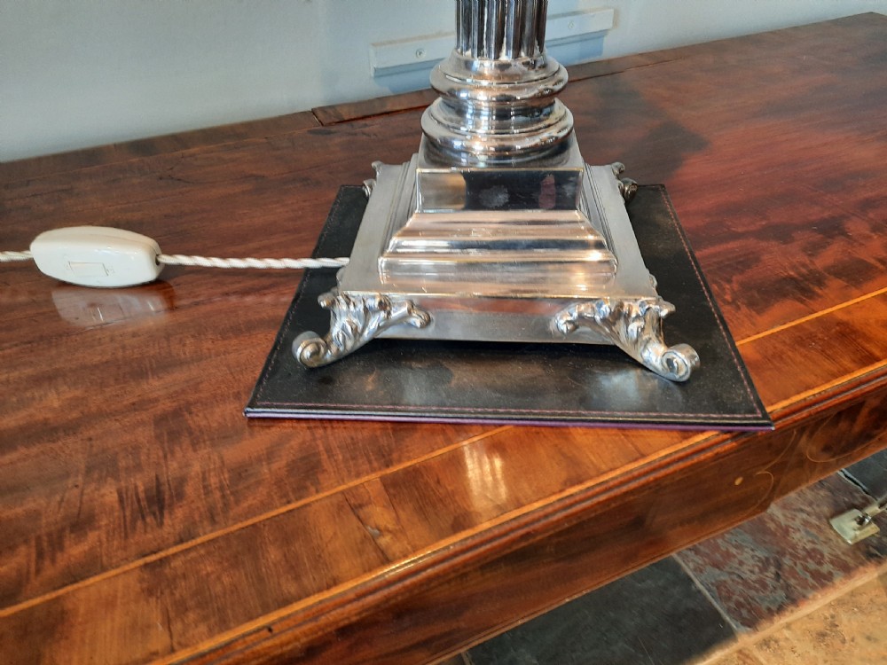 Late 19thC Silver Plate Mounted Table Oil Lamp View III