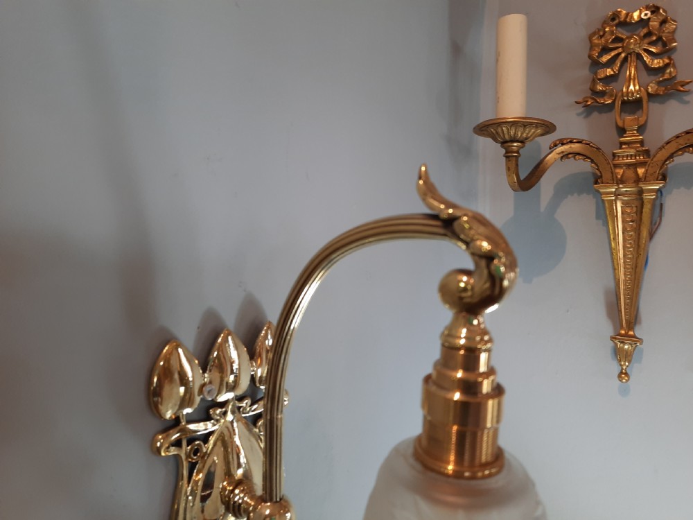 Art Nouveau Brass Wall Light Fitting View II