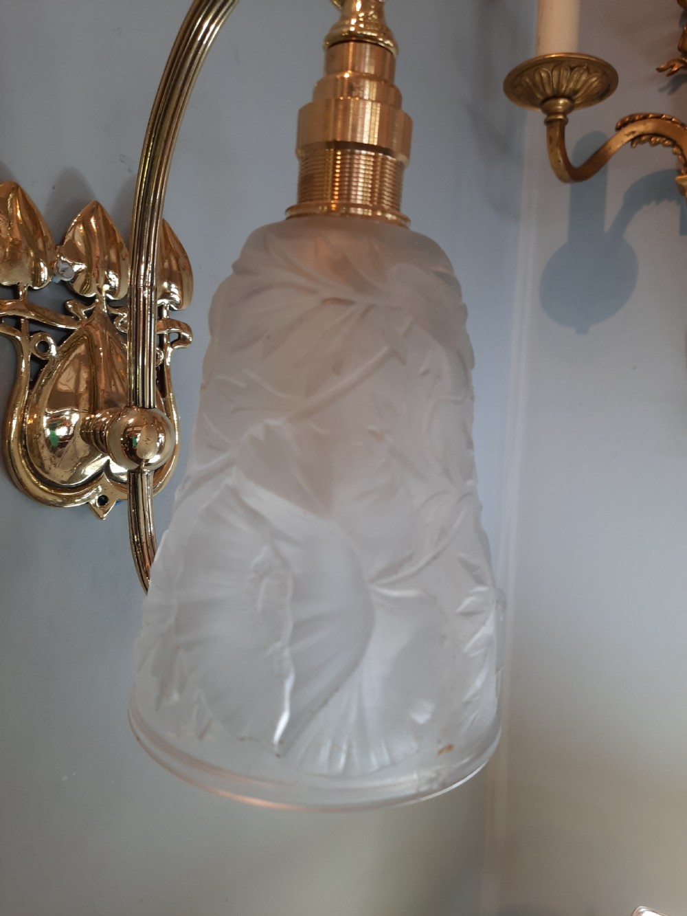 Art Nouveau Brass Wall Light Fitting View III