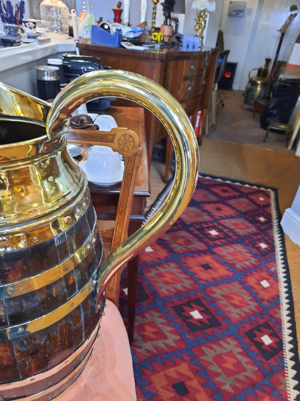 Victorian Oak and Brass Bound Stick Stand View V