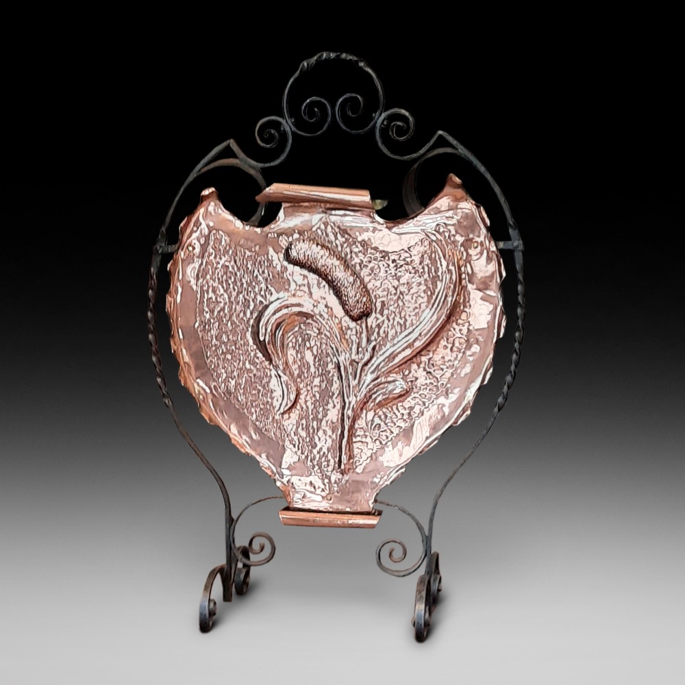 Arts and Crafts Copper and Iron Fire Screen
