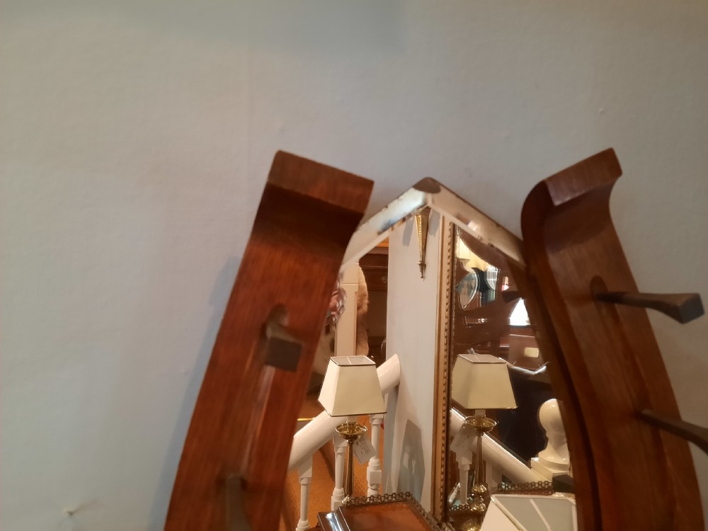 Edwardian walnut horseshoe shaped hall mirror View IV