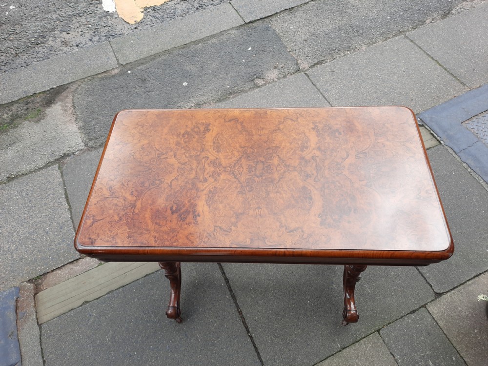 Victorian burr walnut card table  View II