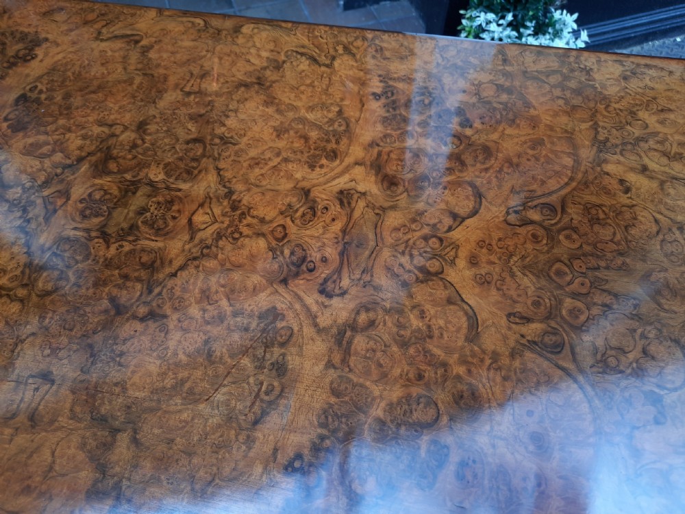 Victorian burr walnut card table  View III