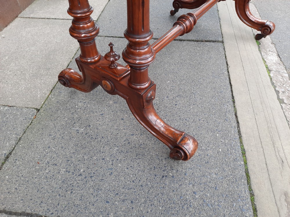 Victorian burr walnut card table  View IV