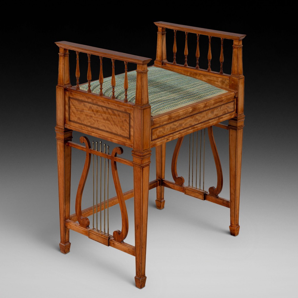 Fine Quality Late Victorian Satinwood Piano Stool