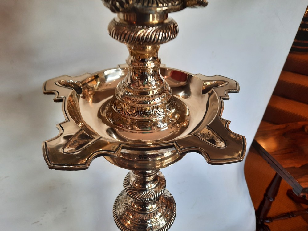 Late 19thC Indian brass pedestal temple censer View III