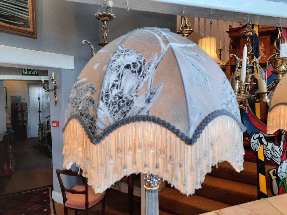 Large pair of Victorian silver plated table lamps View III