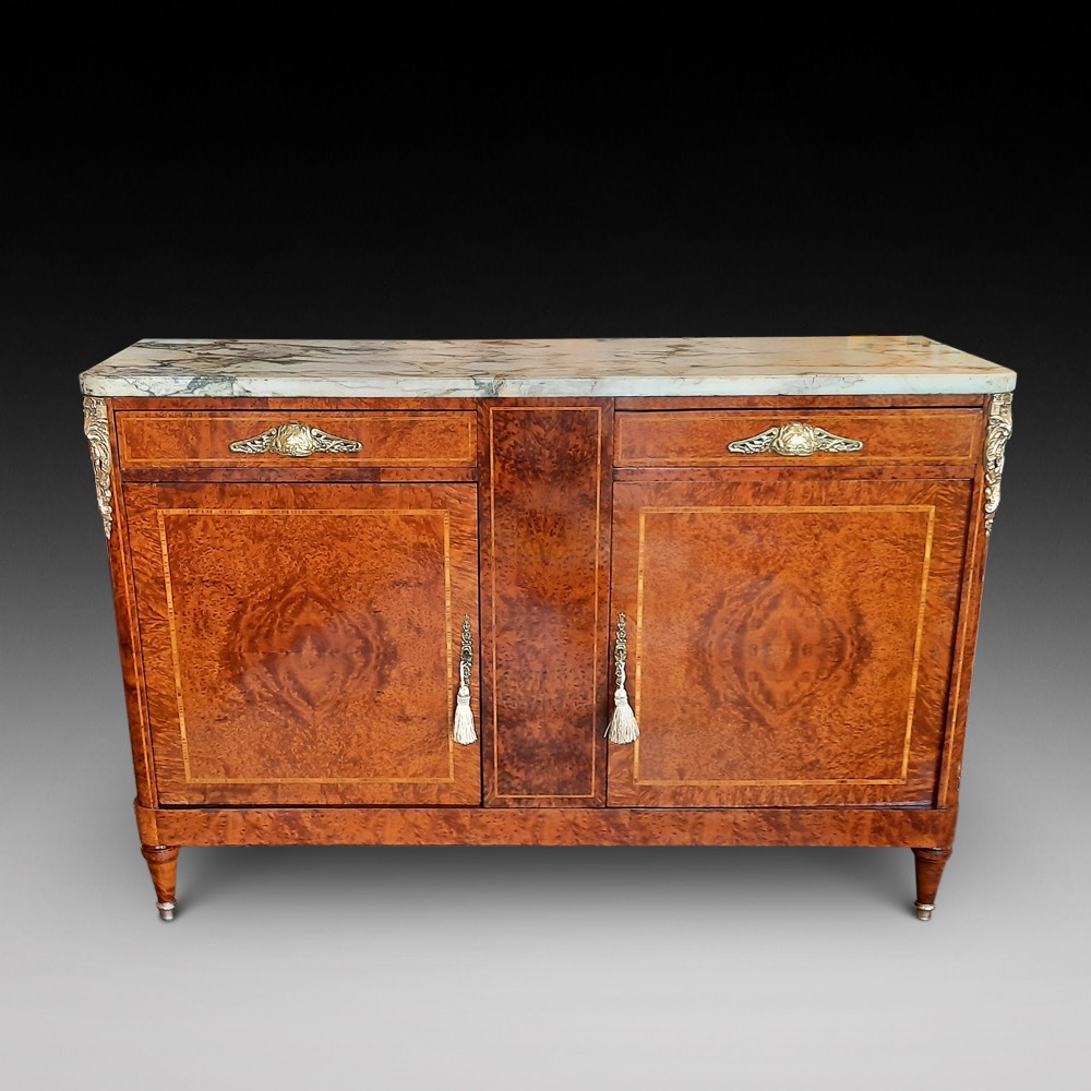 Early 20thC French burr yew side cabinet