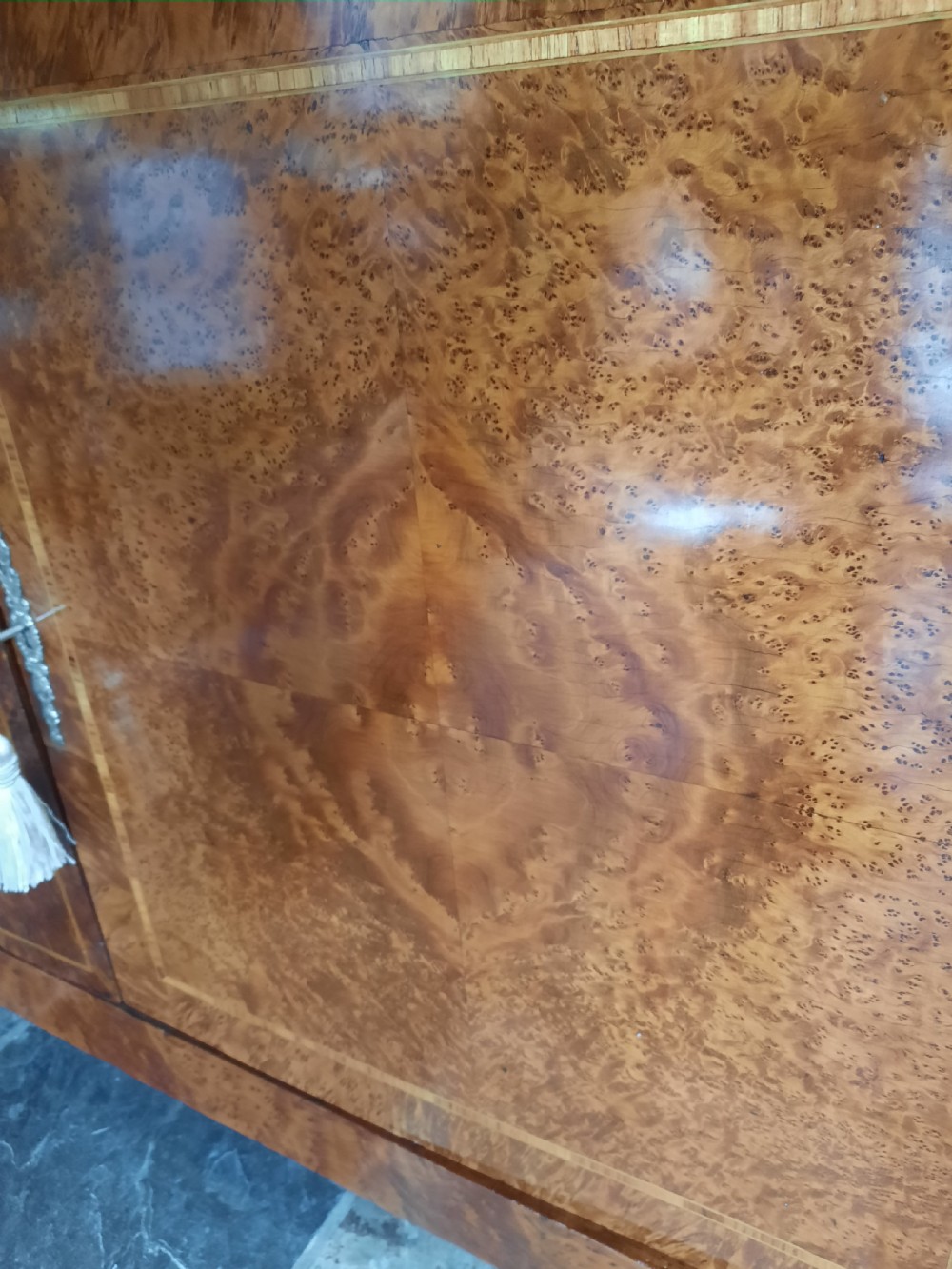 Early 20thC French burr yew side cabinet View II