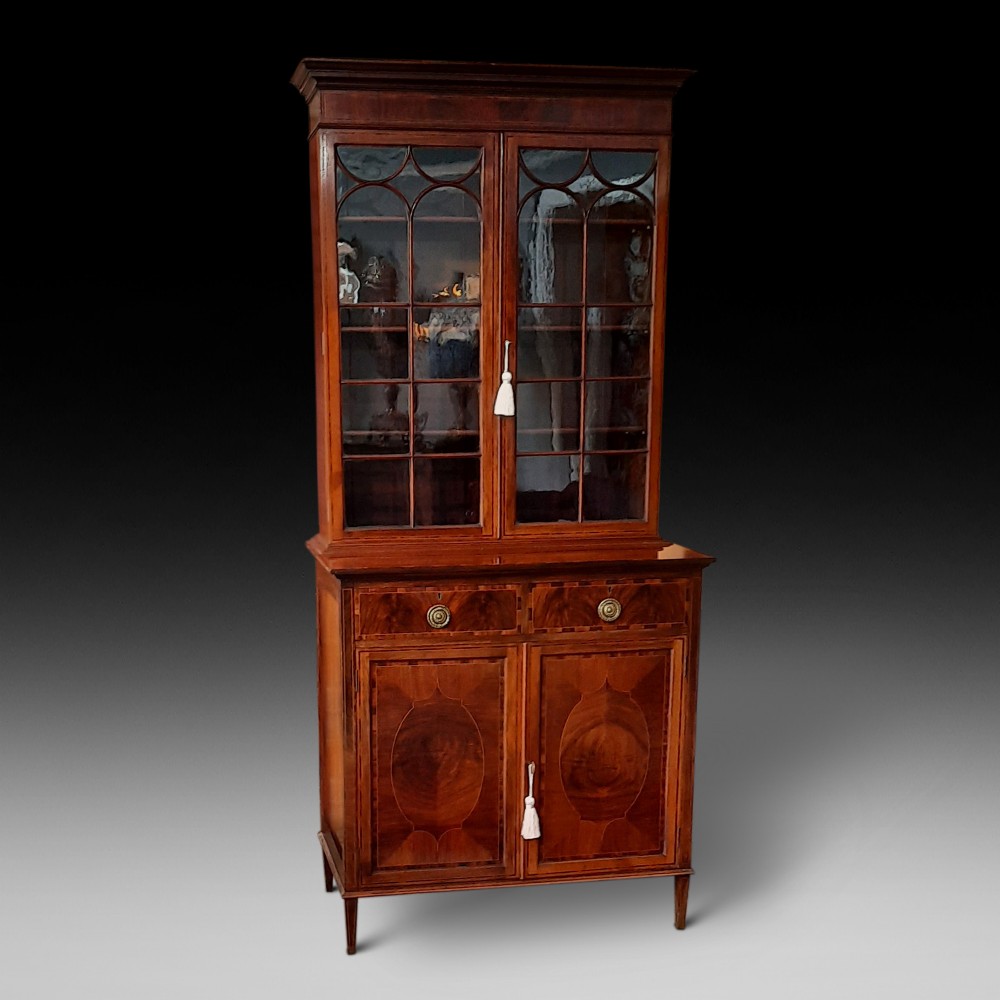 Edwardian mahogany and rosewood banded bookcase