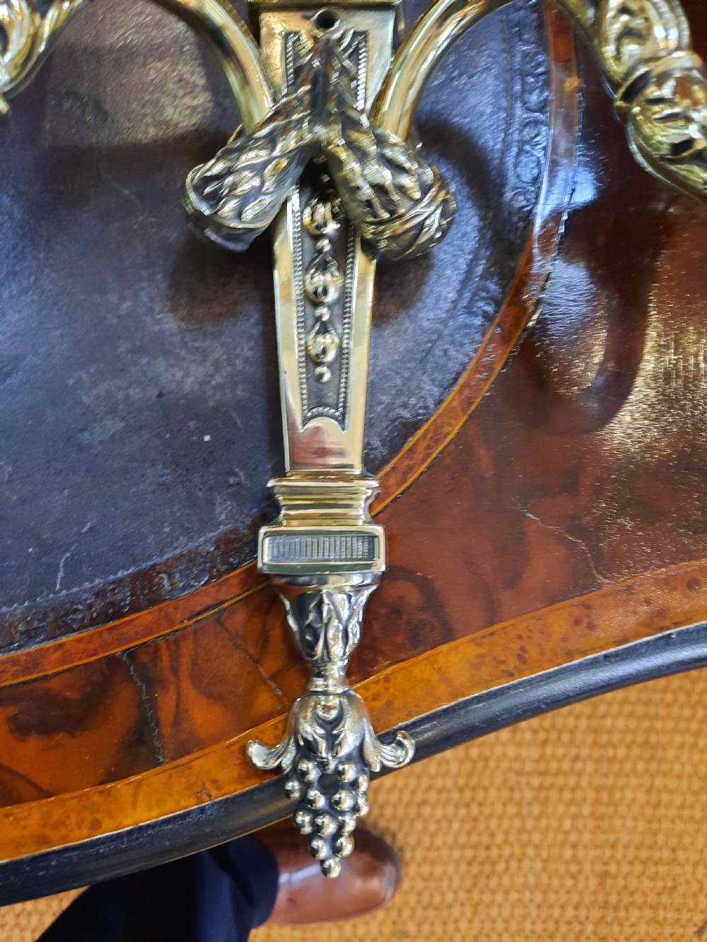 Pair of early 20thC brass twin branch wall lights View V