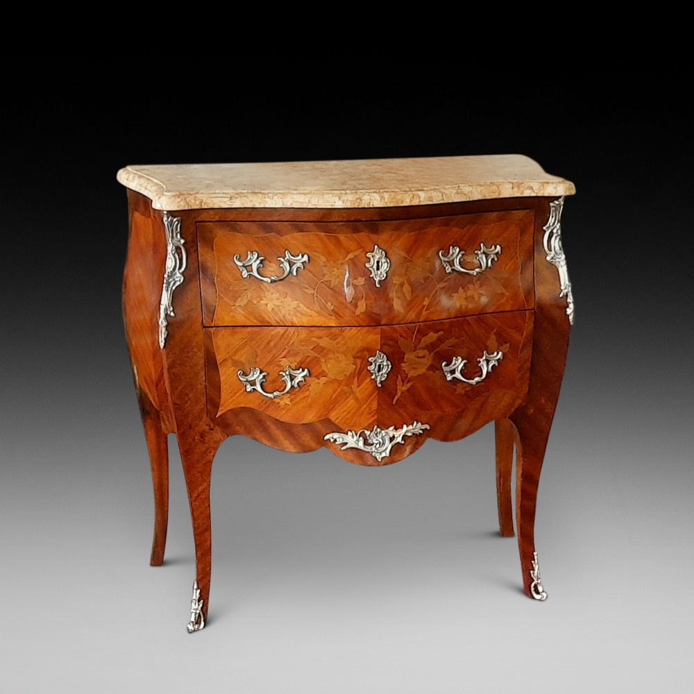 Late 19thC French Kingwood and Walnut Bombe Commode