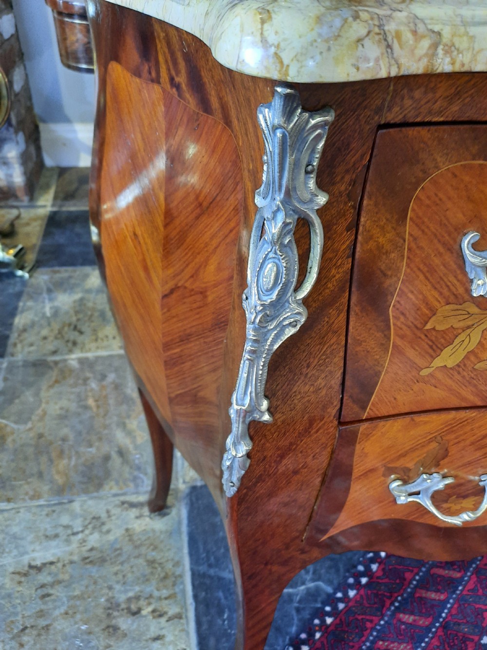 Late 19thC French Kingwood and Walnut Bombe Commode View IV