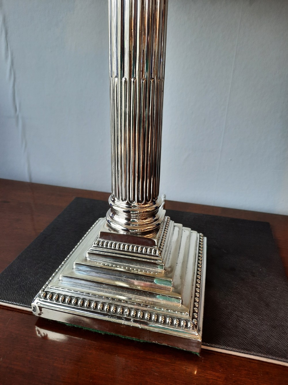 Early 20thC Silver Plated Candlestick Lamp View III