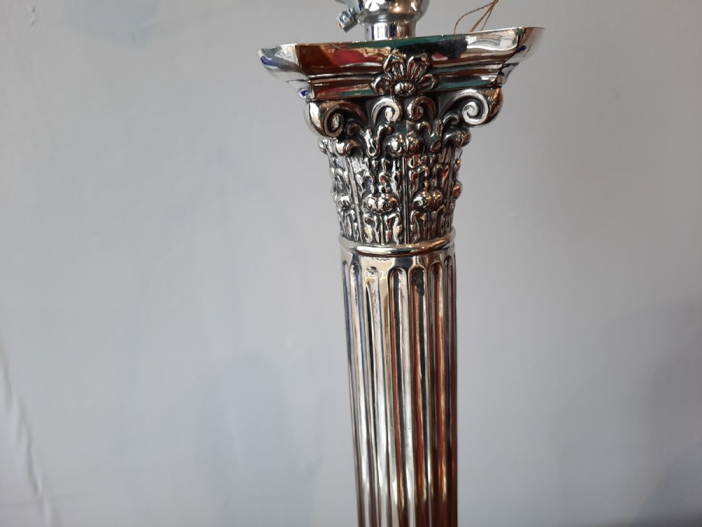 Early 20thC Silver Plated Candlestick Lamp View IV