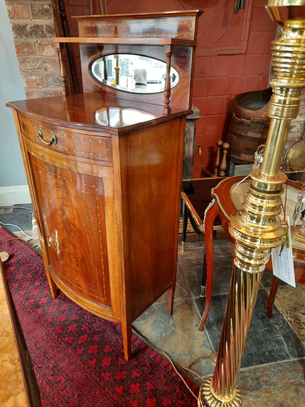 Edwardian mahogany and inlaid bow front music cabinet View VII