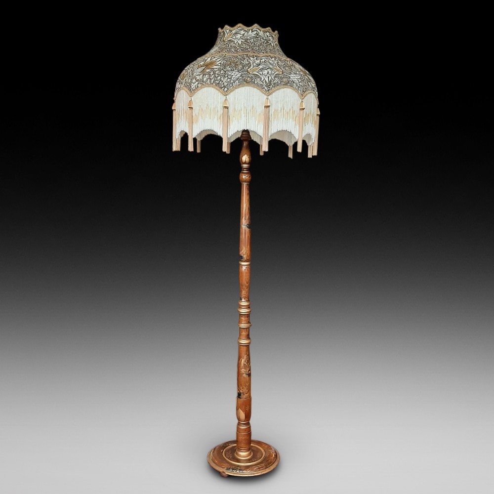 1930's Oak Chinoiserie Standard Lamp