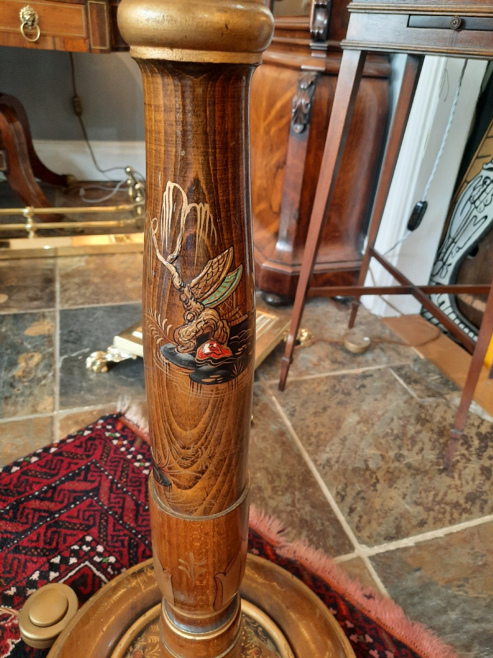 1930's Oak Chinoiserie Standard Lamp View V