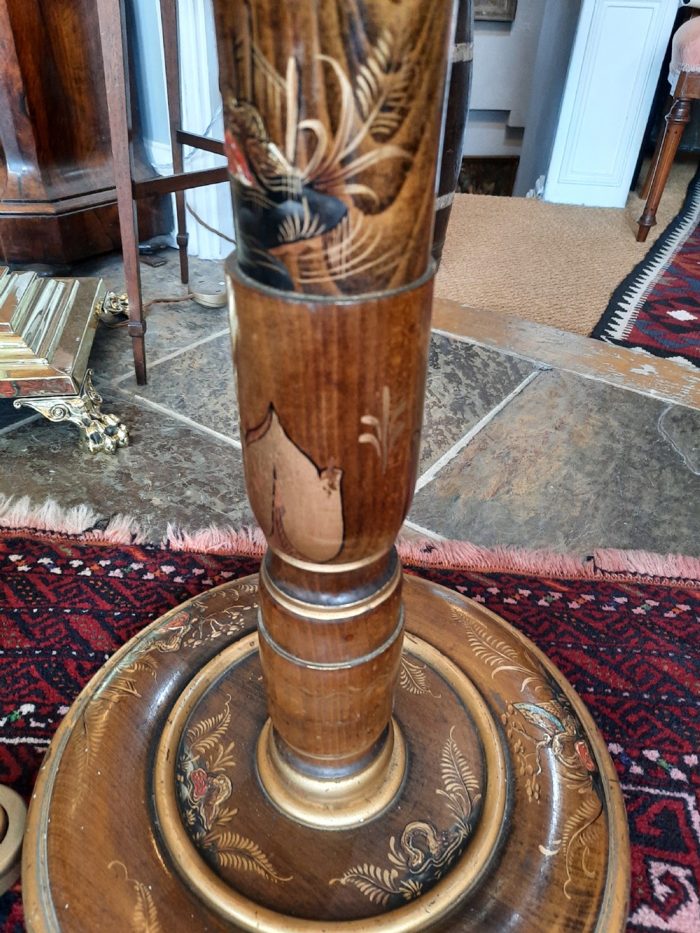 1930's Oak Chinoiserie Standard Lamp View VII