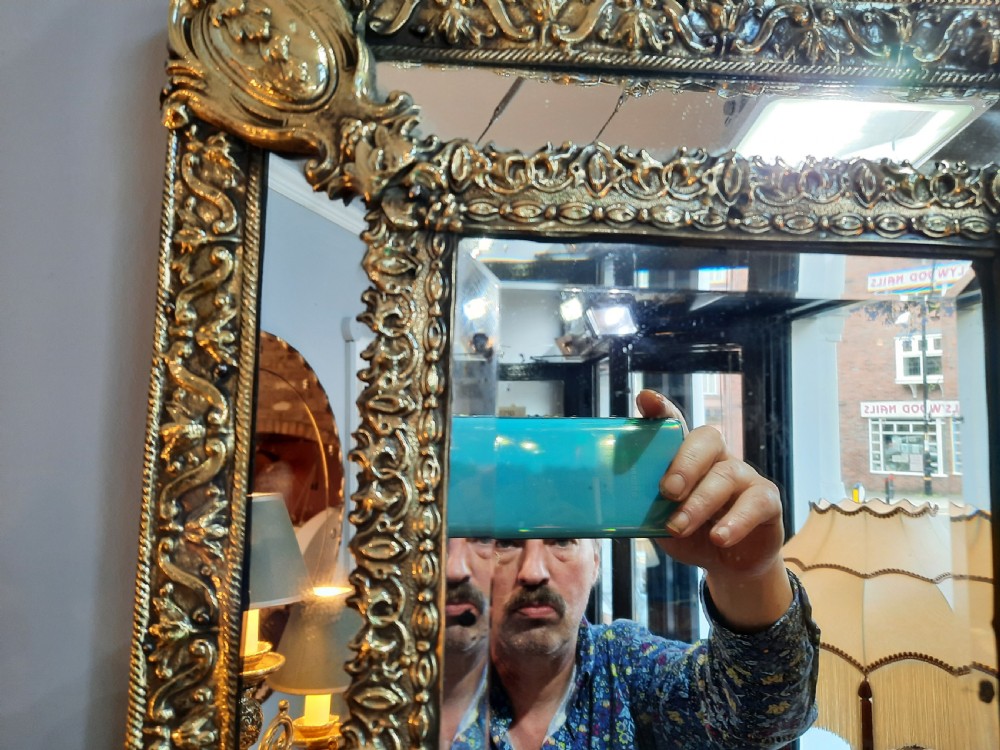 Late 19thC Continental Pressed Brass Wall Mirror View V