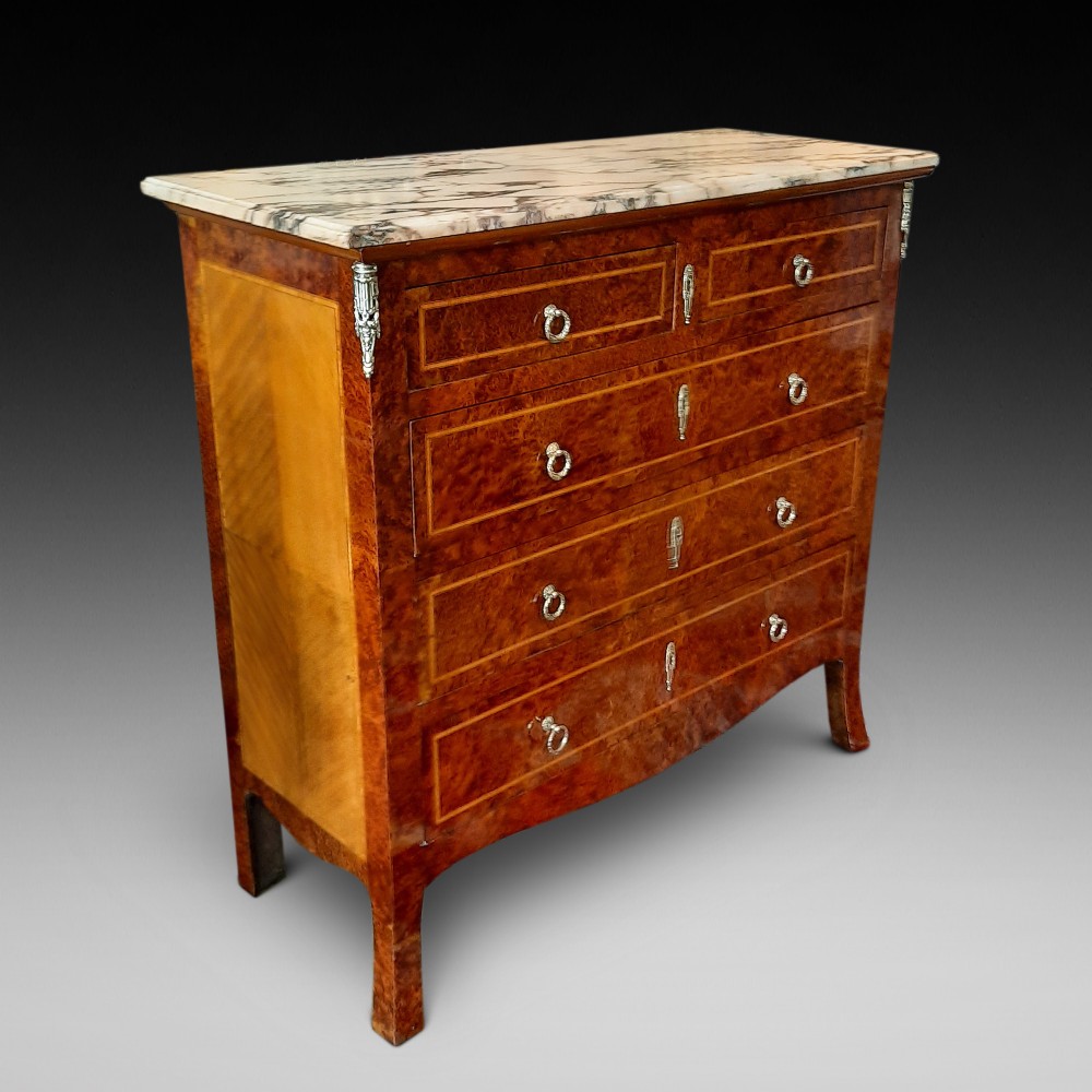 Early 20thC French Burr Yew  Chest of Drawers