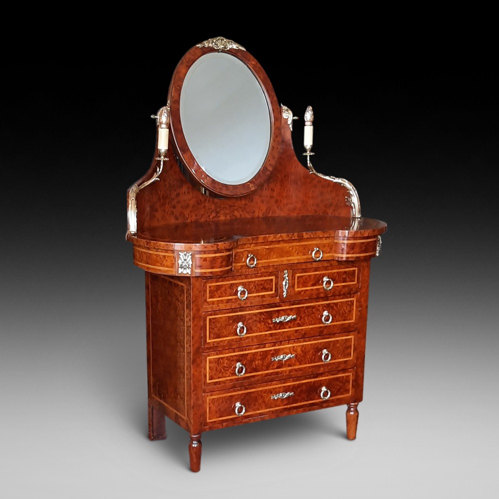 Mid 19thC French Burr Yew Dressing Table