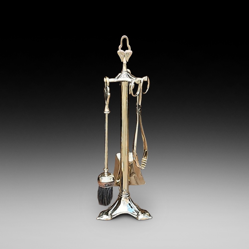 Art Nouveau Brass Fire Companion Tidy