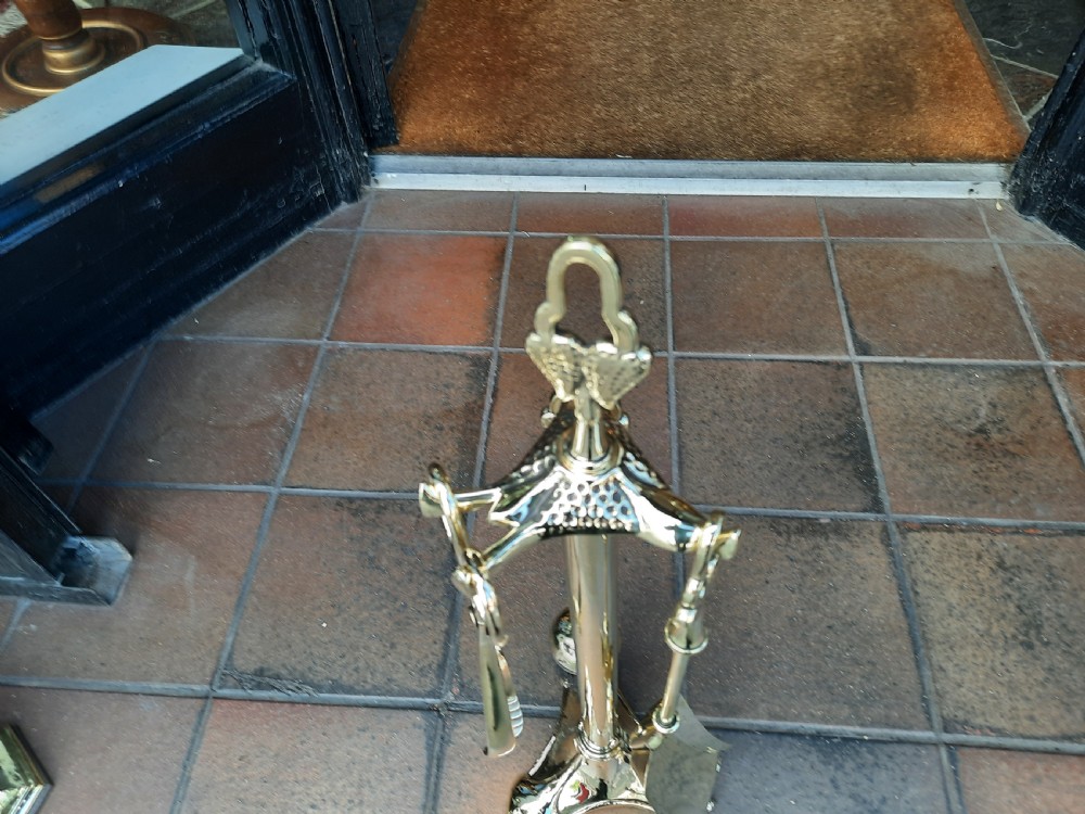 Art Nouveau Brass Fire Companion Tidy View IV