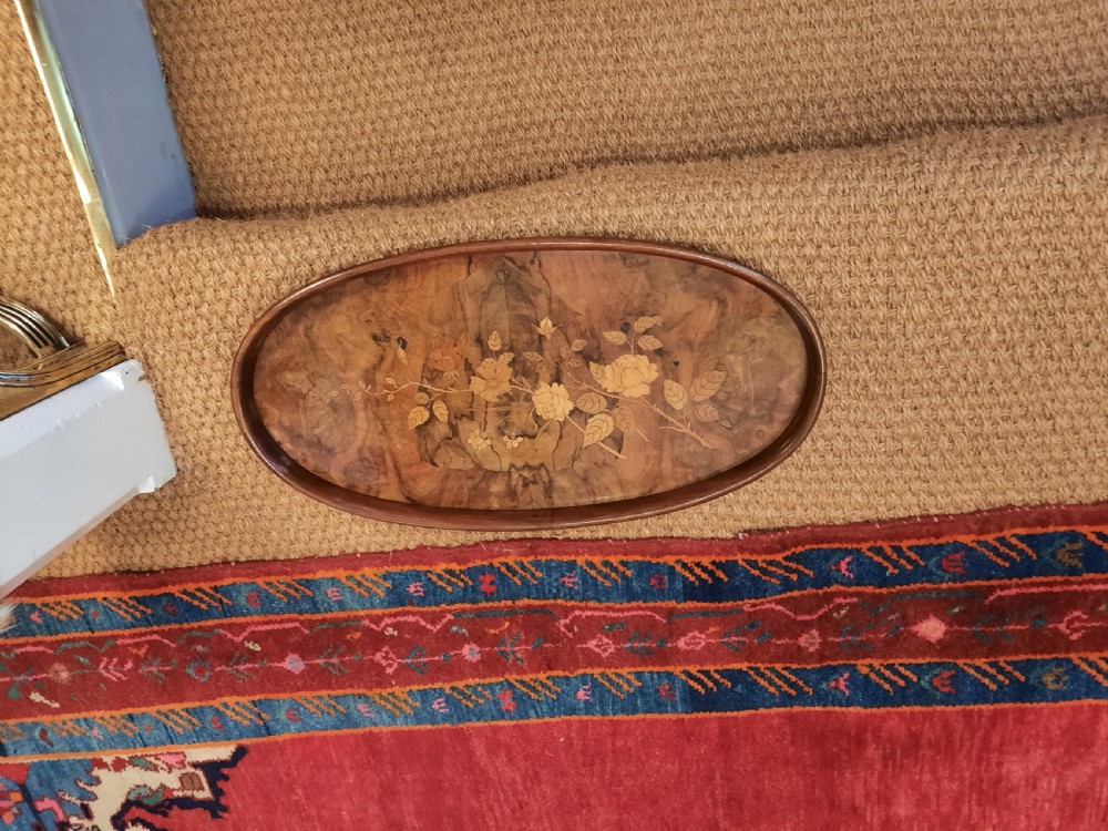 Late 19thC Black Walnut & Marquetry Tray View II
