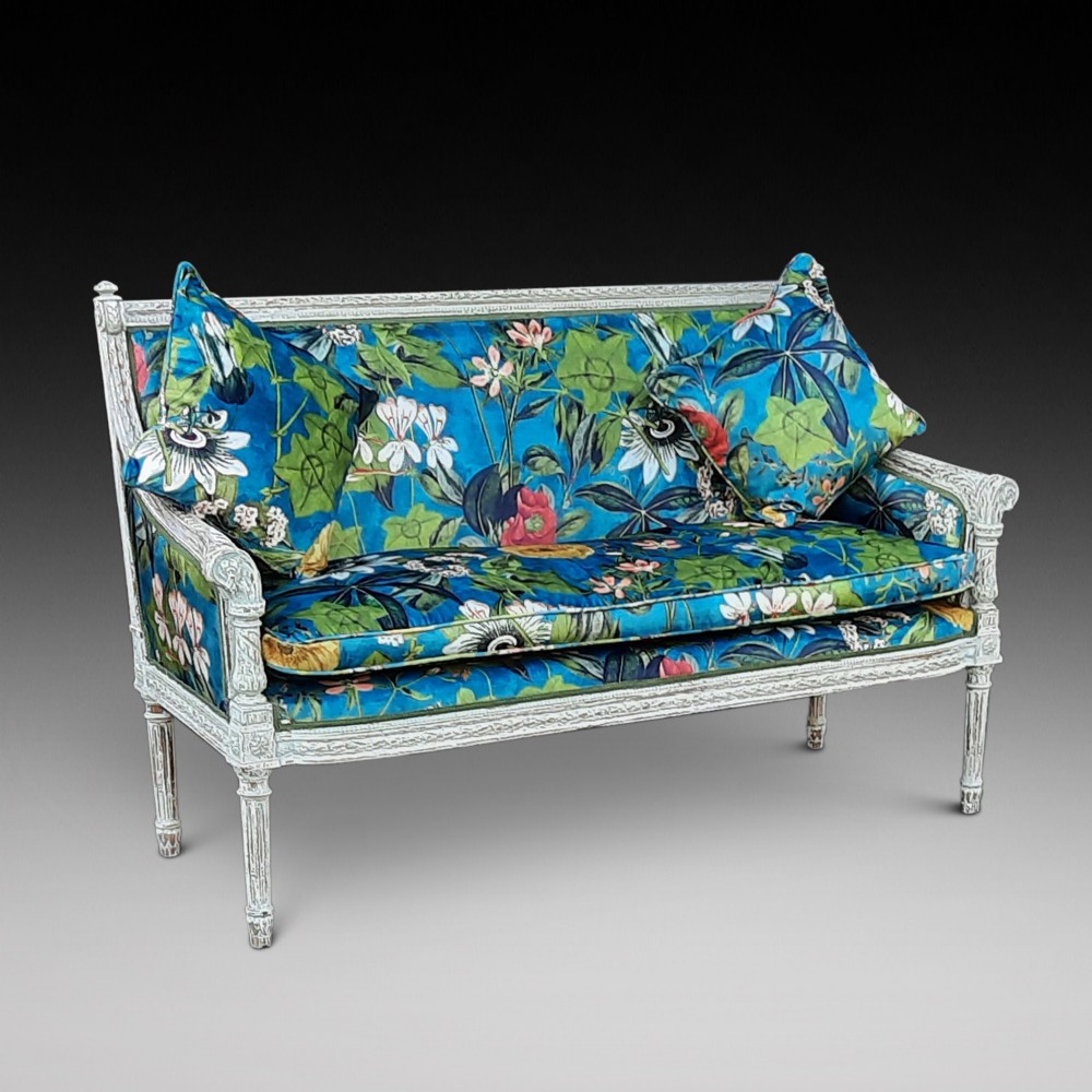  Late 19thC Limed Mahogany Two Seater Settee