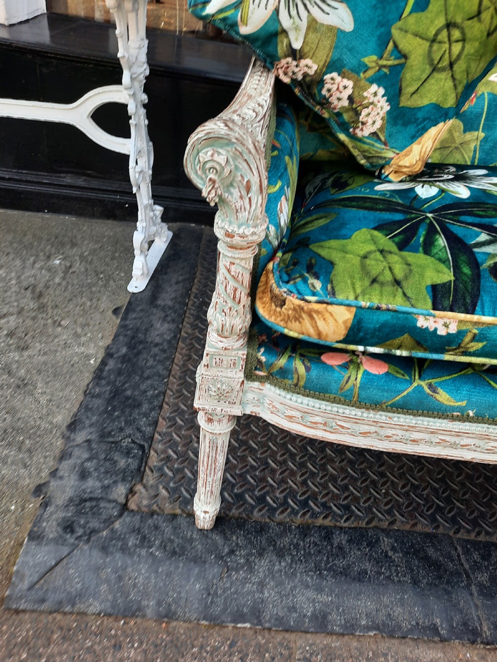  Late 19thC Limed Mahogany Two Seater Settee View III