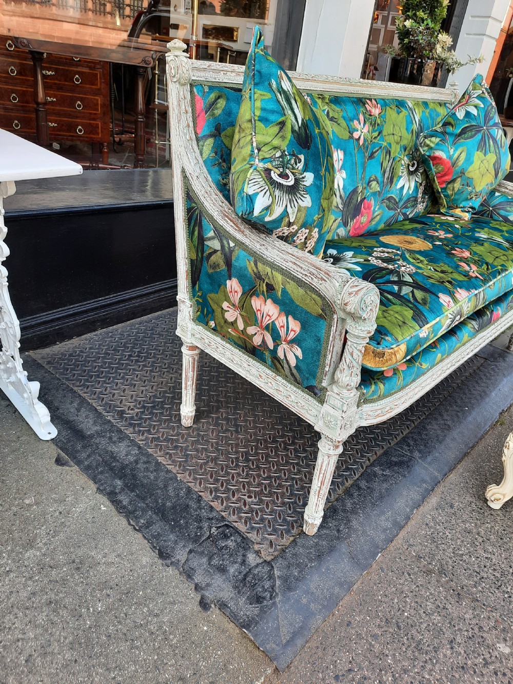  Late 19thC Limed Mahogany Two Seater Settee View IV