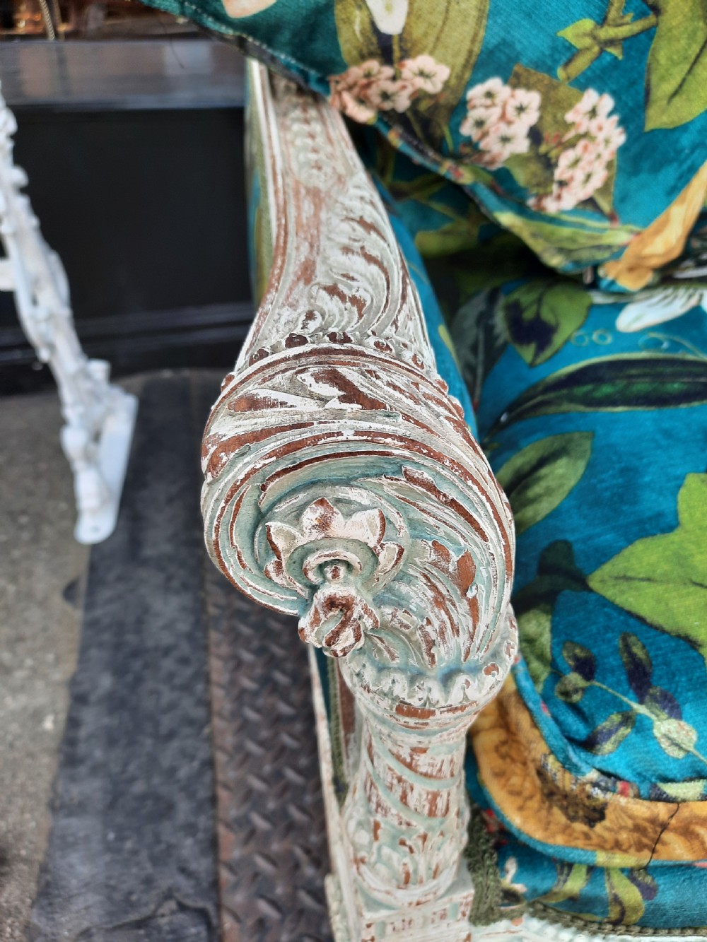  Late 19thC Limed Mahogany Two Seater Settee View VI