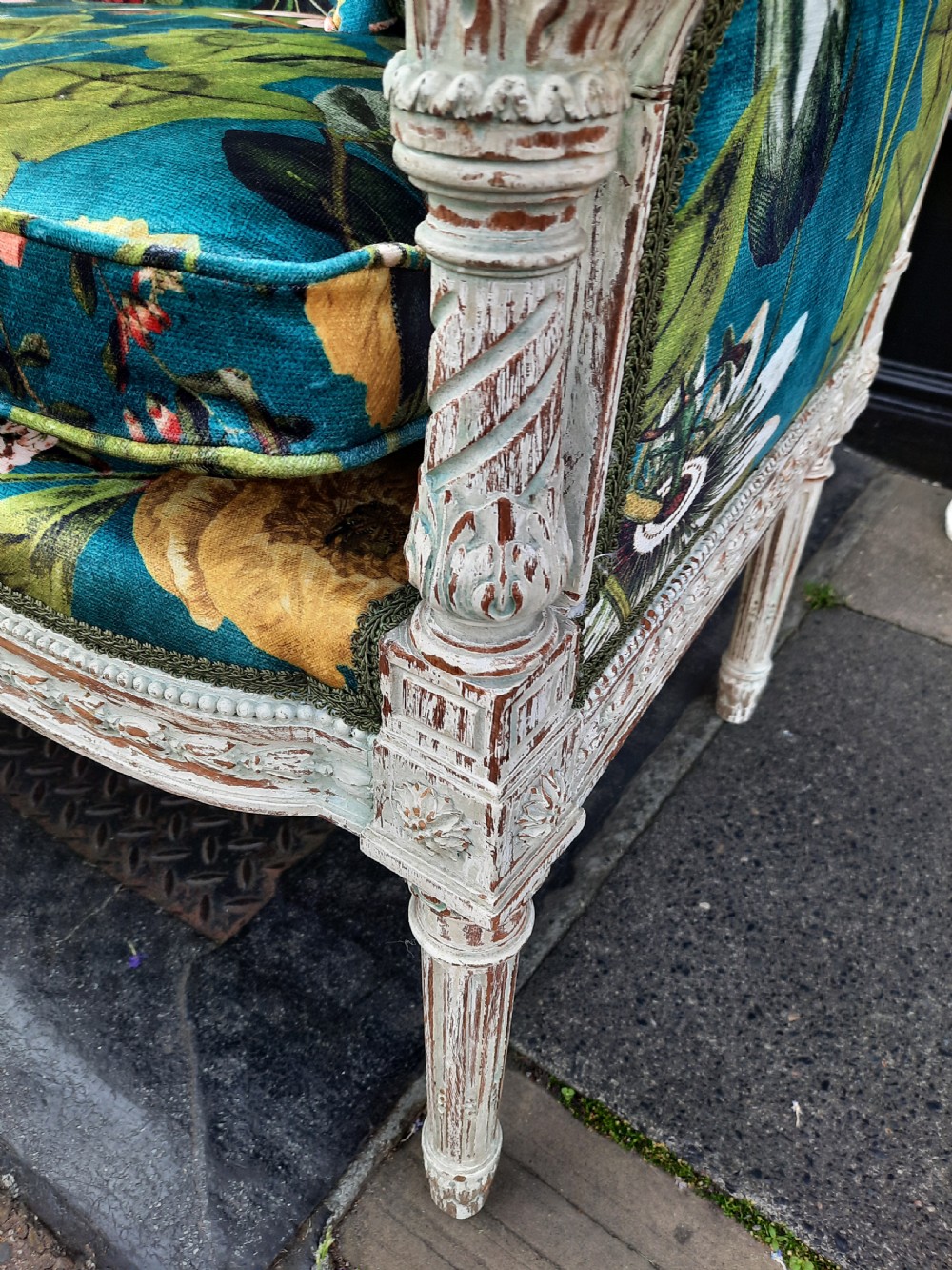 Late 19thC Limed Mahogany Two Seater Settee View VII