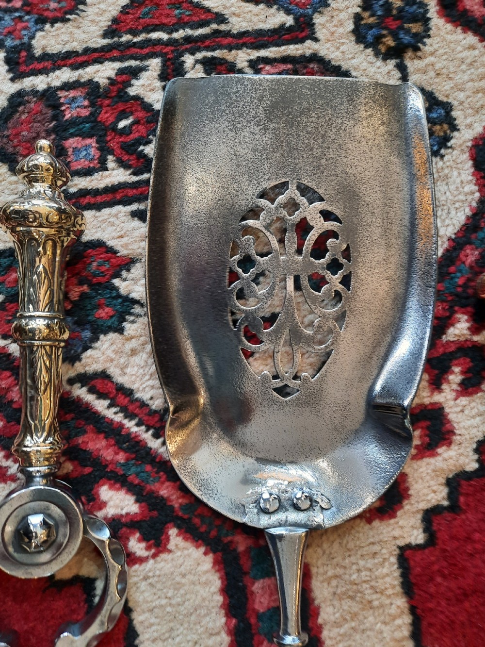 Three George III Steel and Brass Fire Irons View III
