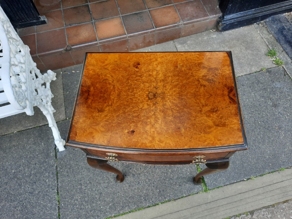 1920's Small Quarter Veneered Burr Walnut Lowboy View II