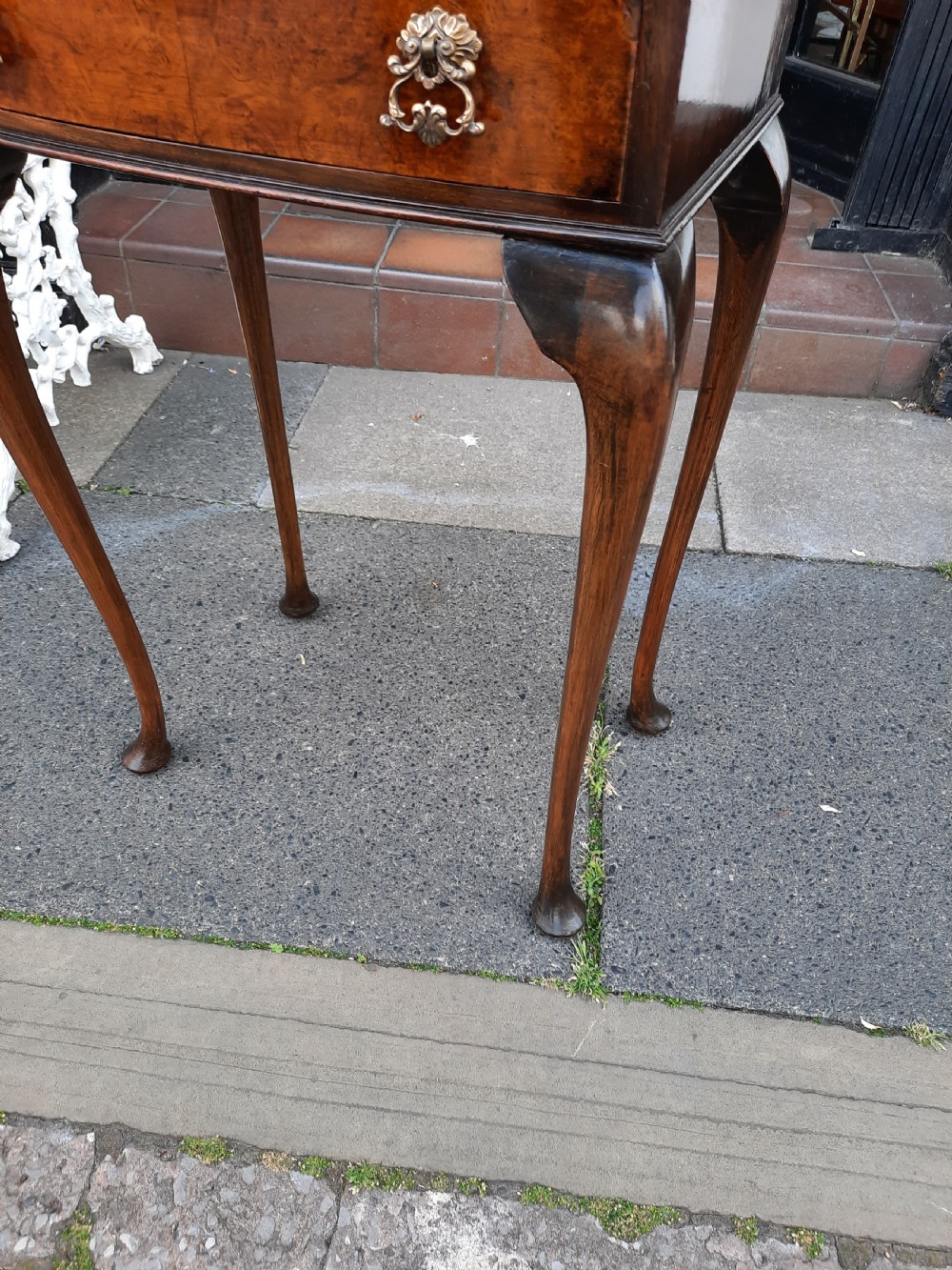 1920's Small Quarter Veneered Burr Walnut Lowboy View III