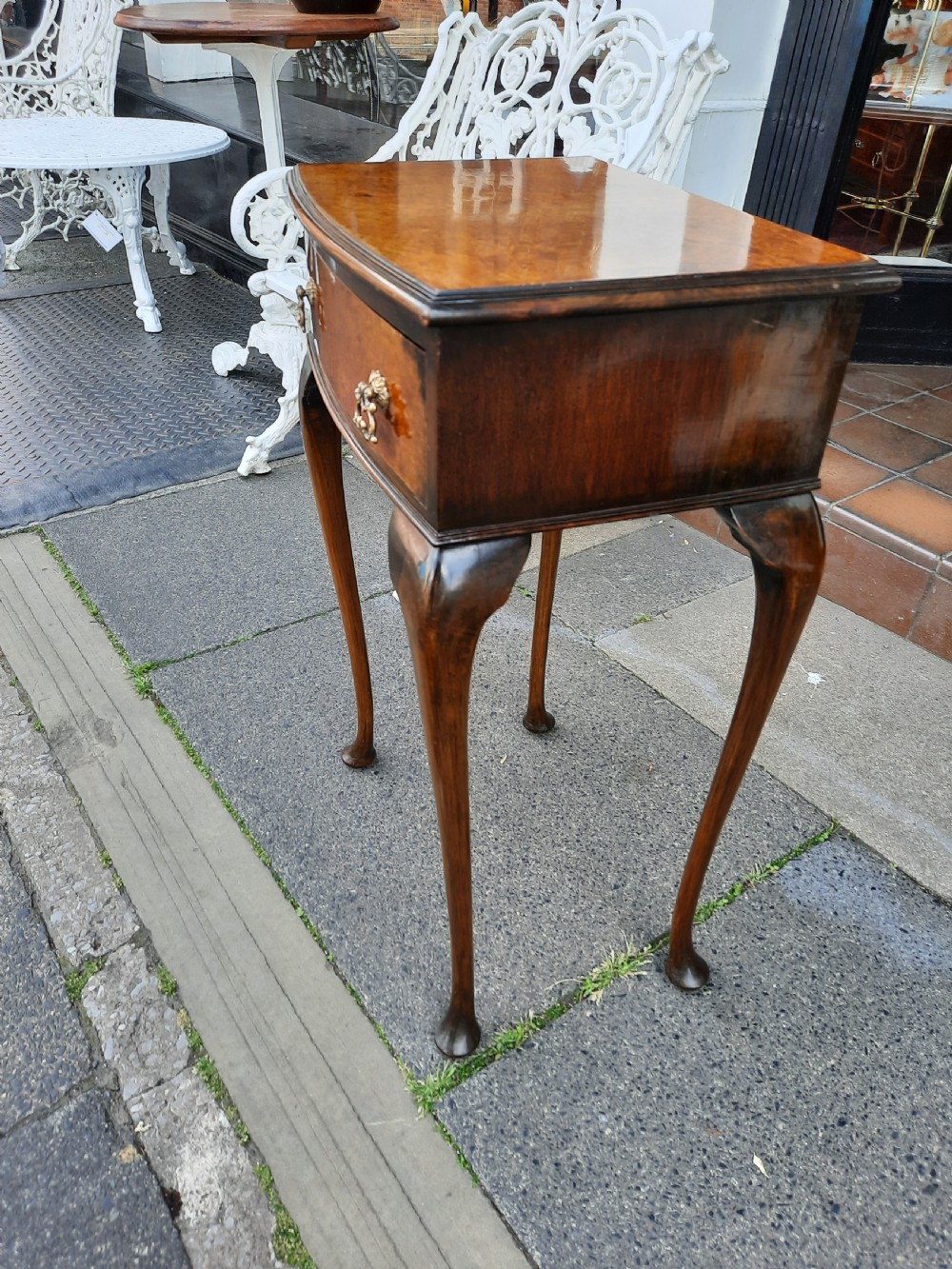 1920's Small Quarter Veneered Burr Walnut Lowboy View IV