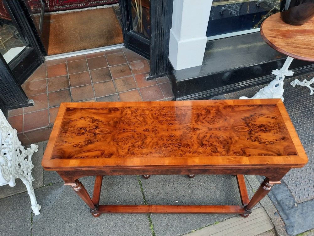 Early 20thC burr yew console card table View V