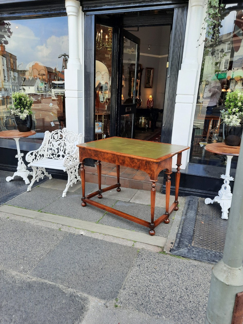 Early 20thC burr yew console card table View VI